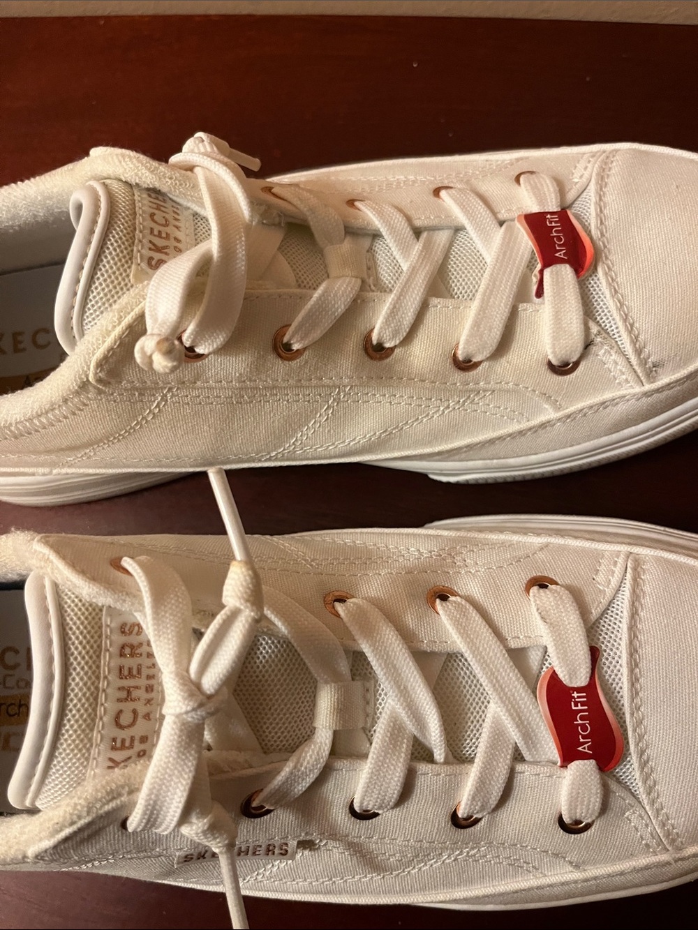 Skechers Ivory Canvas Arch Fit Lace-Up Sneakers - Picture 7 of 8